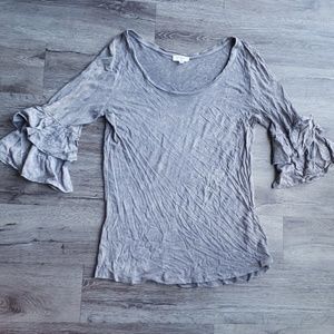 Umgee Ruffle Sleeve Distressed Top